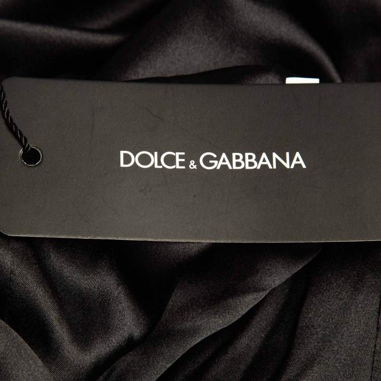 Pre Owned Dolce & Gabbana Black Floral Print Silk Sheath Dress S