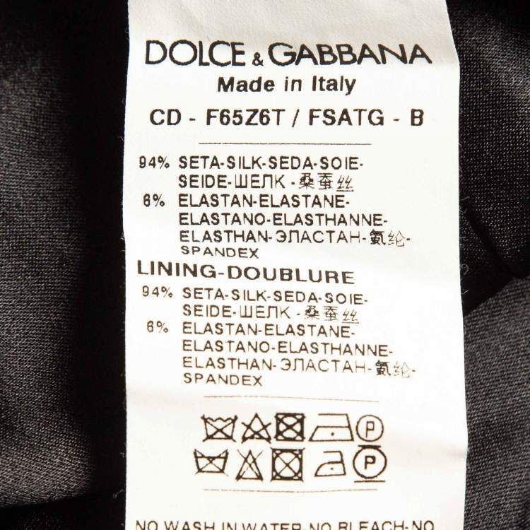 Pre Owned Dolce & Gabbana Black Floral Print Silk Sheath Dress S