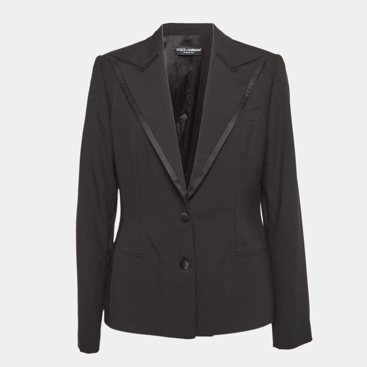 Pre Owned Dolce & Gabbana Black Wool Blend Single Breasted Blazer L