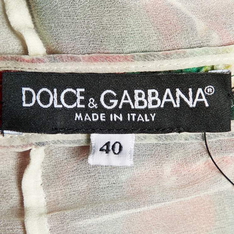 Pre Owned Dolce & Gabbana Multicolor Geranium Print Crepe Ruched Midi Dress S
