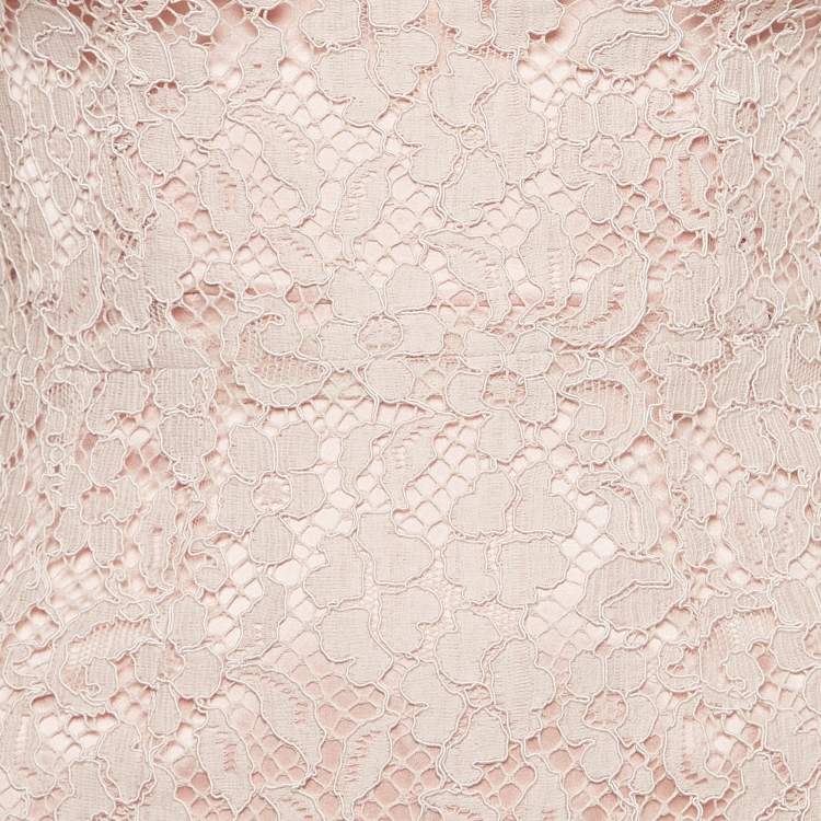 Pre Owned Dolce & Gabbana Pink Guipure Lace Short Dress XS