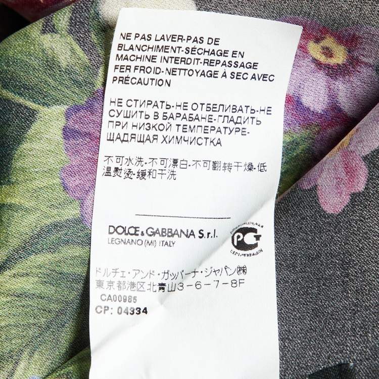 Pre Owned Dolce & Gabbana Black Multicolor Floral Print Neck Tie-Up Shirt M