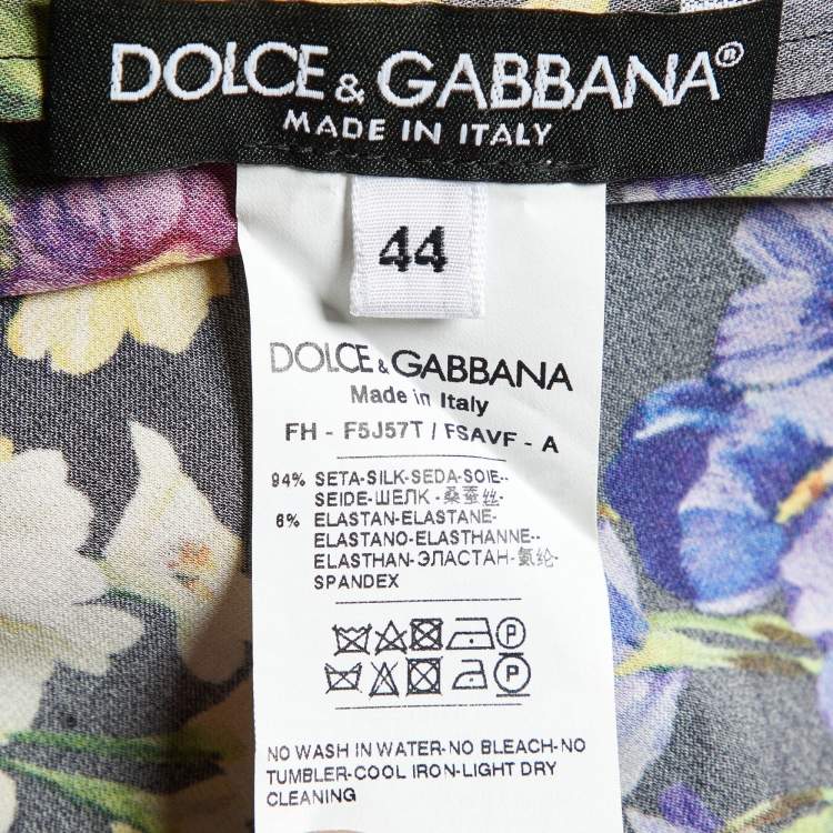 Pre Owned Dolce & Gabbana Black Multicolor Floral Print Neck Tie-Up Shirt M
