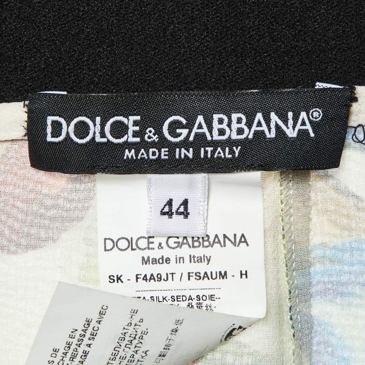 Pre Owned Dolce & Gabbana Multicolor Floral Print Silk Midi Skirt M