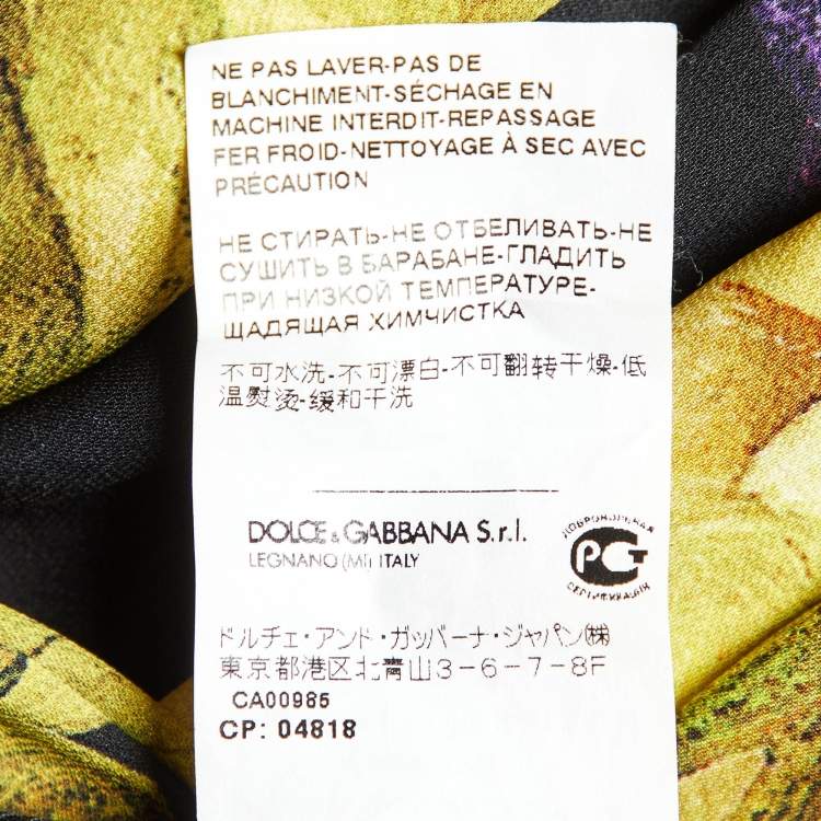 Pre Owned Dolce & Gabbana Black Grape And Floral Print Silk Blend Maxi Skirt M