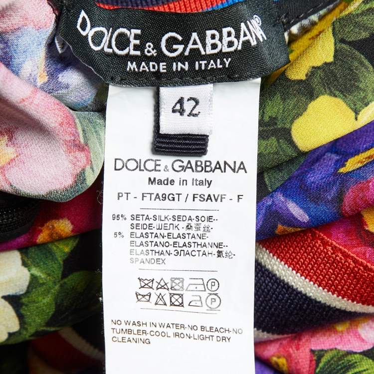 Pre Owned Dolce & Gabbana Black Floral Printed Silk High Waist Detailed Pants M