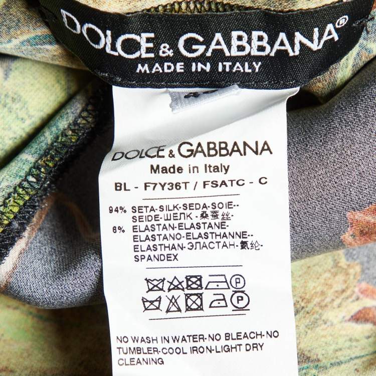 مملوكة مسبقًا Dolce & Gabbana Black Floral Print Silk Top L