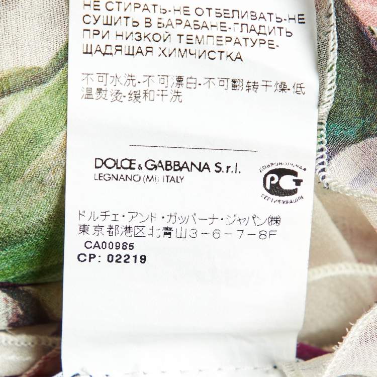 Pre Owned Dolce & Gabbana White Floral Print Silk Asymmetric Maxi Skirt M