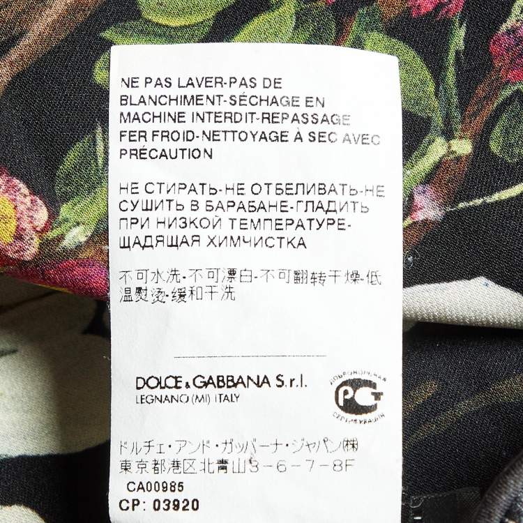 Pre Owned Dolce & Gabbana Black Floral Print Silk Blend Midi Skirt XL
