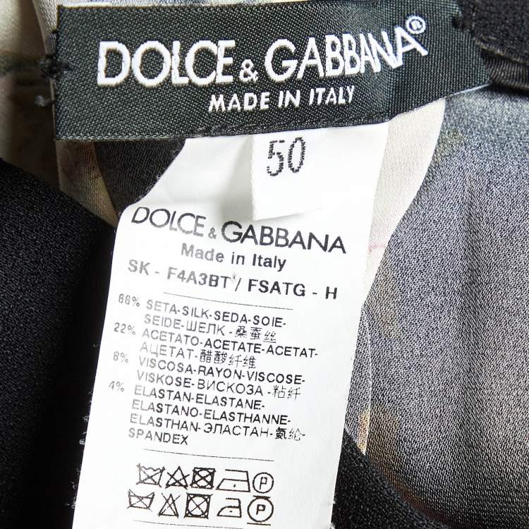 Pre Owned Dolce & Gabbana Black Floral Print Silk Blend Midi Skirt XL