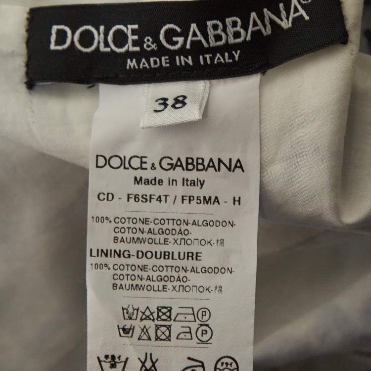 Pre Owned Dolce & Gabbana Blue Majolica Print Cotton Pleated Midi Dress S