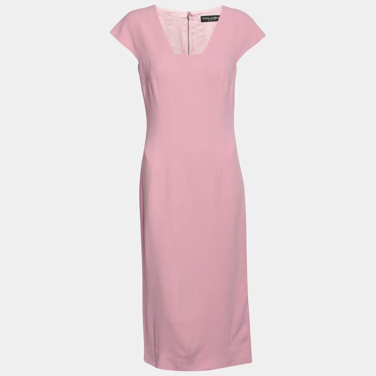 مملوكة مسبقًا Dolce & Gabbana Pink Crepe Midi Sheath Dress S