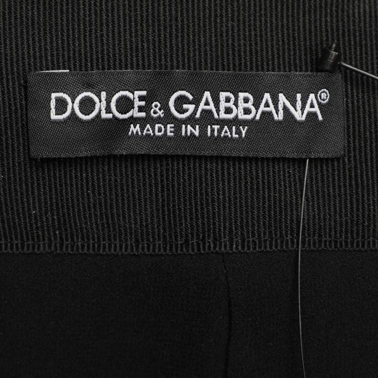Pre Owned Dolce & Gabbana Black/Gold Silk Ruffled Midi Skirt M