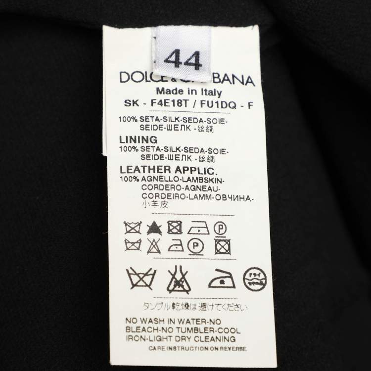 Pre Owned Dolce & Gabbana Black/Gold Silk Ruffled Midi Skirt M