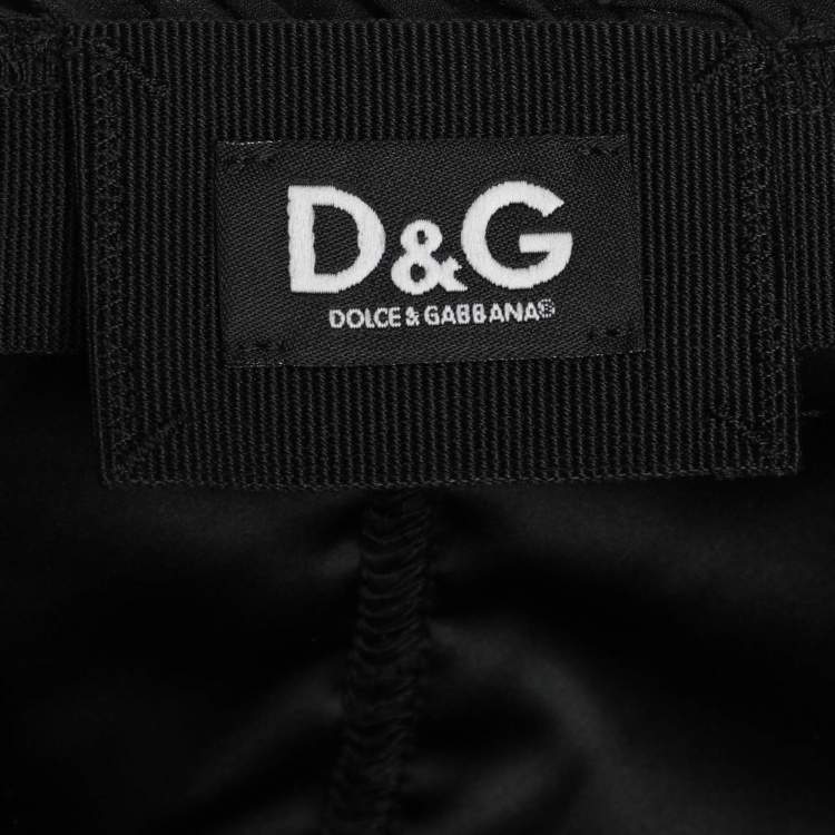 Pre Owned D&G Black Silk Ruched Detail Midi Skirt L