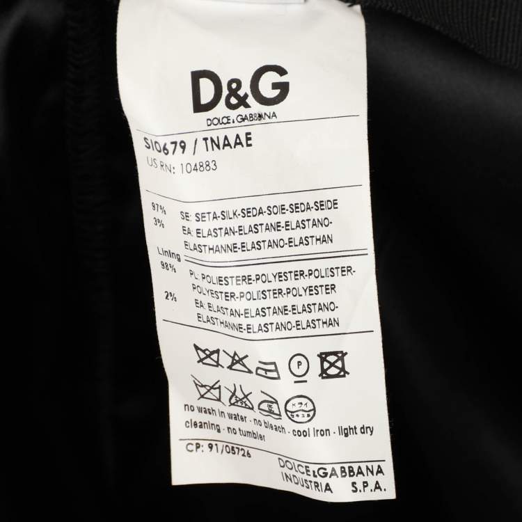 Pre Owned D&G Black Silk Ruched Detail Midi Skirt L
