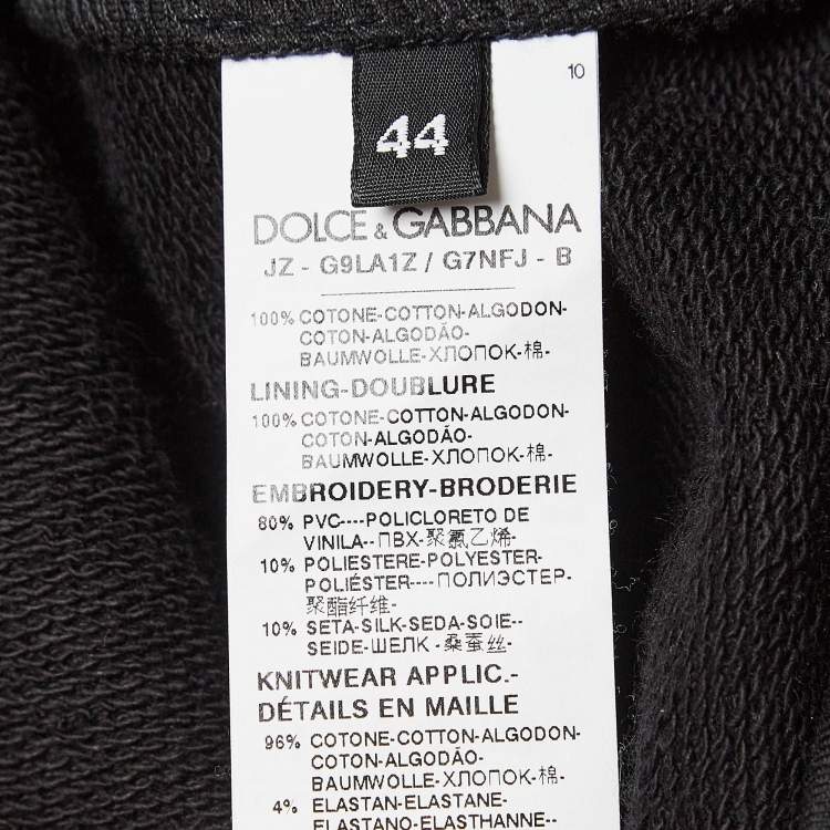 Pre Owned Dolce & Gabbana Black Sequin Cotton Knit Hoodie M