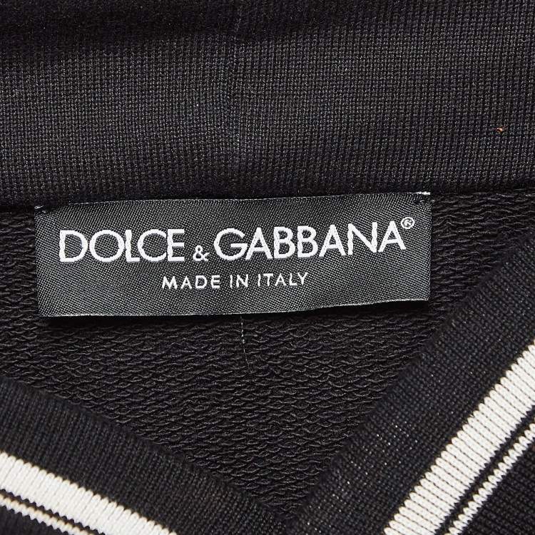 Pre Owned Dolce & Gabbana Black Sequin Cotton Knit Hoodie M