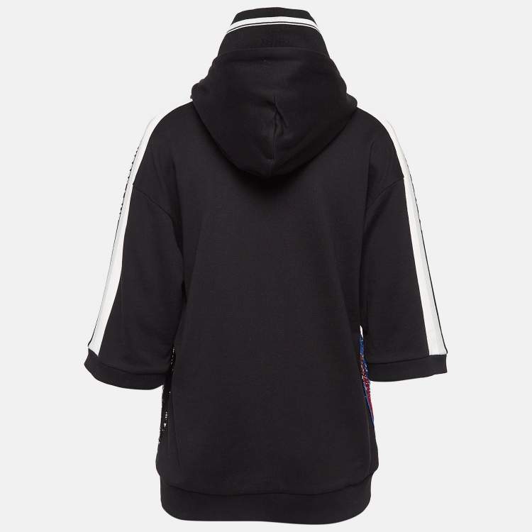 Pre Owned Dolce & Gabbana Black Sequin Cotton Knit Hoodie M