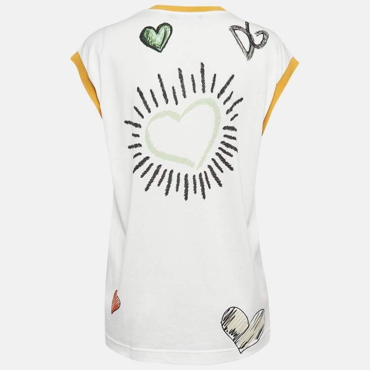 Pre Owned Dolce & Gabbana White Printed Jersey Sleeveless T-Shirt S