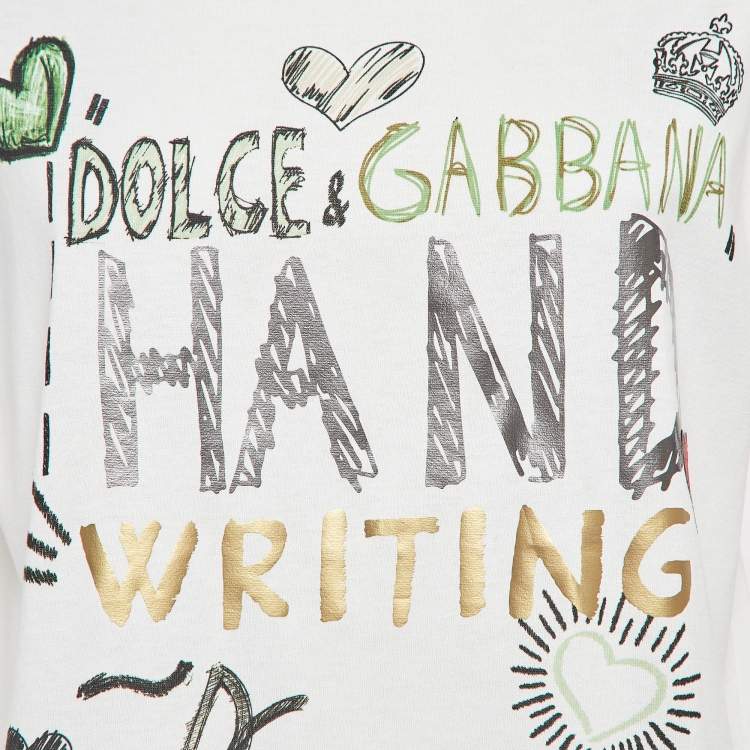 Pre Owned Dolce & Gabbana White Printed Jersey Sleeveless T-Shirt S