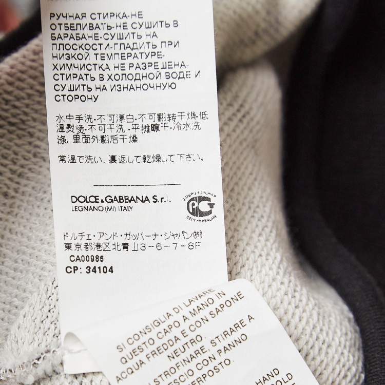 Pre Owned Dolce & Gabbana Grey Printed Cotton Knit Hoodie L