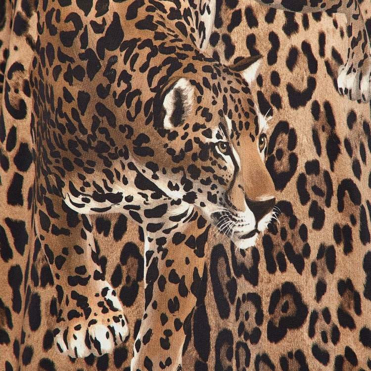 Pre Owned Dolce & Gabbana Brown Leopard Print Cotton Sweatshirt S