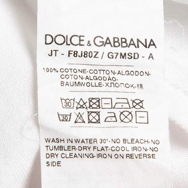 Pre Owned Dolce & Gabbana White Printed Cotton Knit T-Shirt S