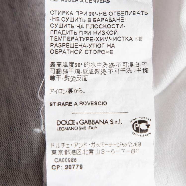 Pre Owned Dolce & Gabbana White Printed Cotton Knit T-Shirt S