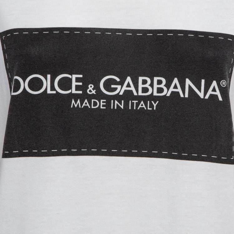 Pre Owned Dolce & Gabbana White Printed Cotton Knit T-Shirt S