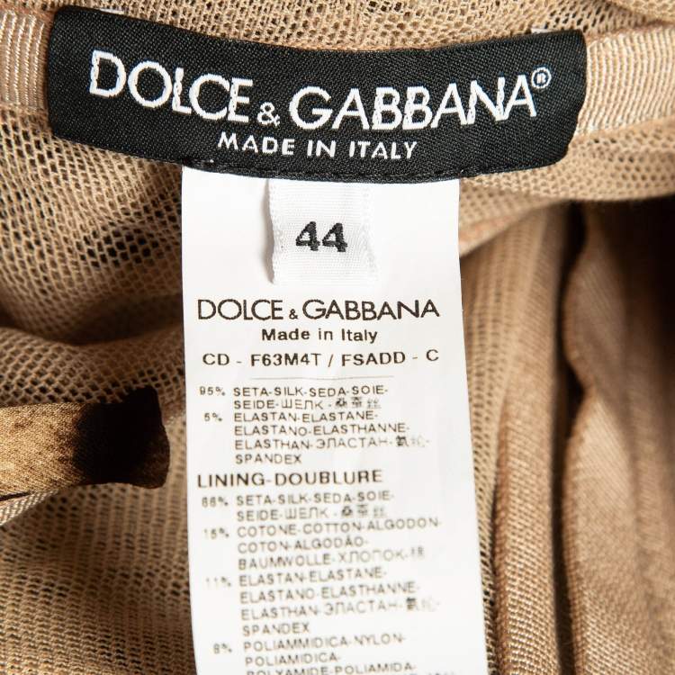 Pre Owned Dolce & Gabbana Leopard Print Stretch Silk Ruched Midi Dress M