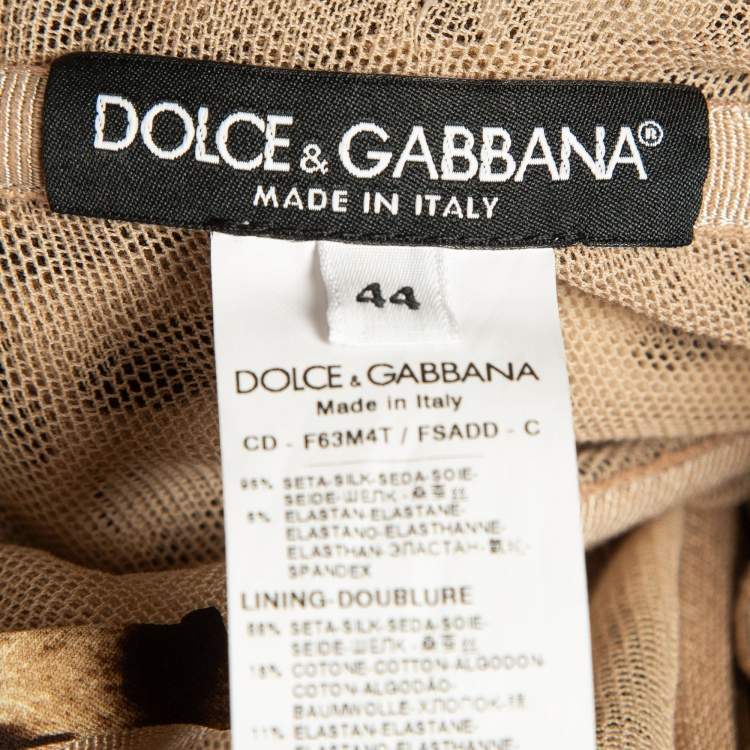 Pre Owned Dolce & Gabbana Leopard Print Stretch Silk Ruched Midi Dress M