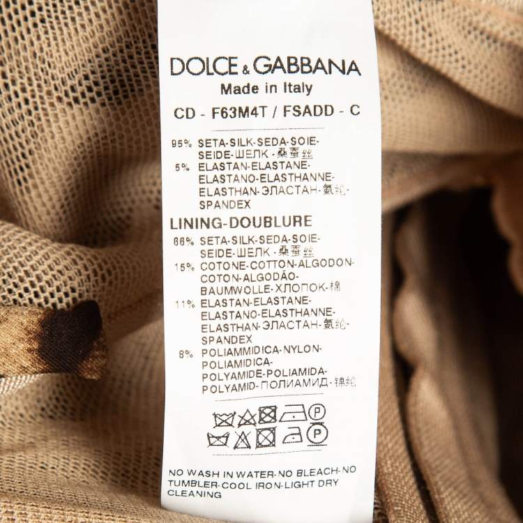 Pre Owned Dolce & Gabbana Leopard Print Stretch Silk Ruched Midi Dress M