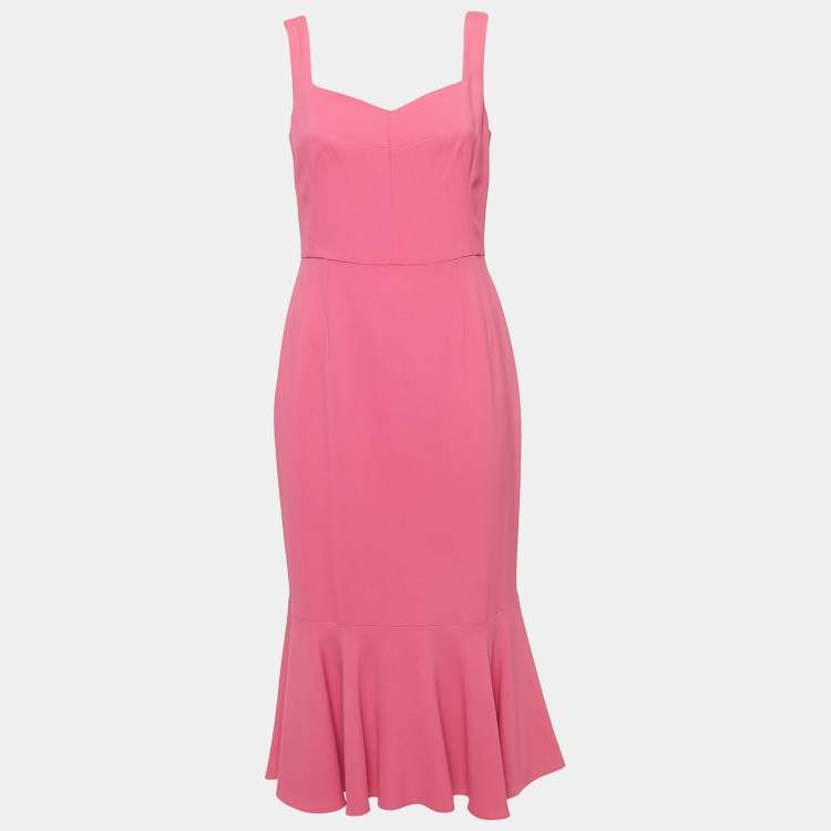 مملوكة مسبقًا Dolce & Gabbana Pink Crepe Sleeveless Flared Midi Dress M