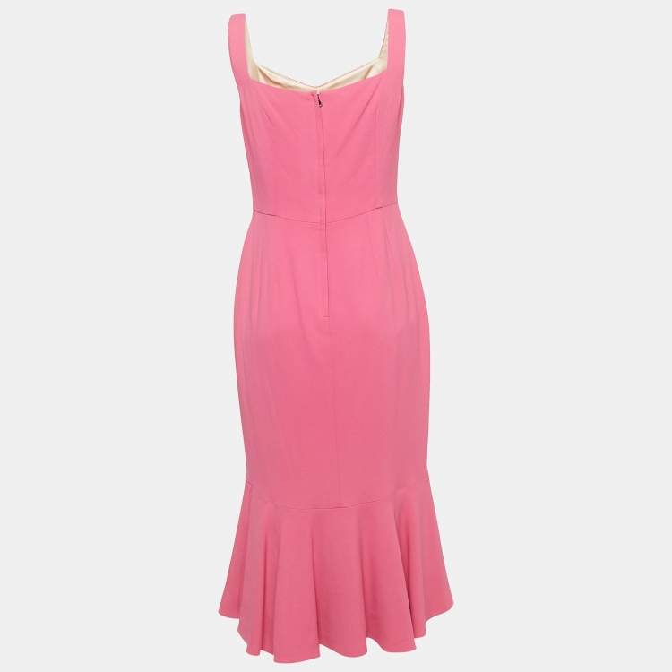 مملوكة مسبقًا Dolce & Gabbana Pink Crepe Sleeveless Flared Midi Dress M