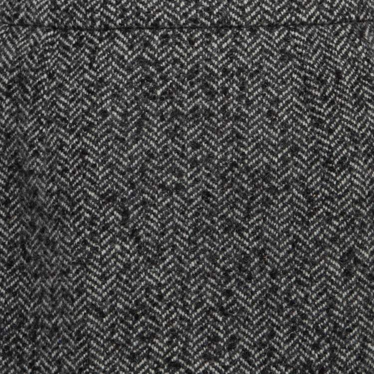 Pre Owned Dolce & Gabbana Grey Herringbone Wool Blend Mini Skirt M
