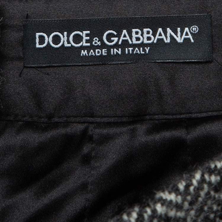 Pre Owned Dolce & Gabbana Grey Herringbone Wool Blend Mini Skirt M