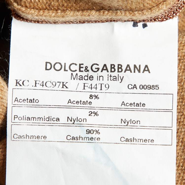 Pre Owned Dolce & Gabbana Camel Brown Cashmere Button Front Cardigan M