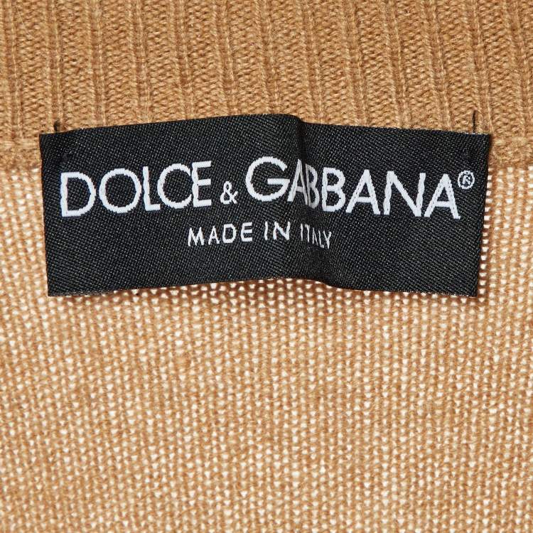 Pre Owned Dolce & Gabbana Camel Brown Cashmere Button Front Cardigan M