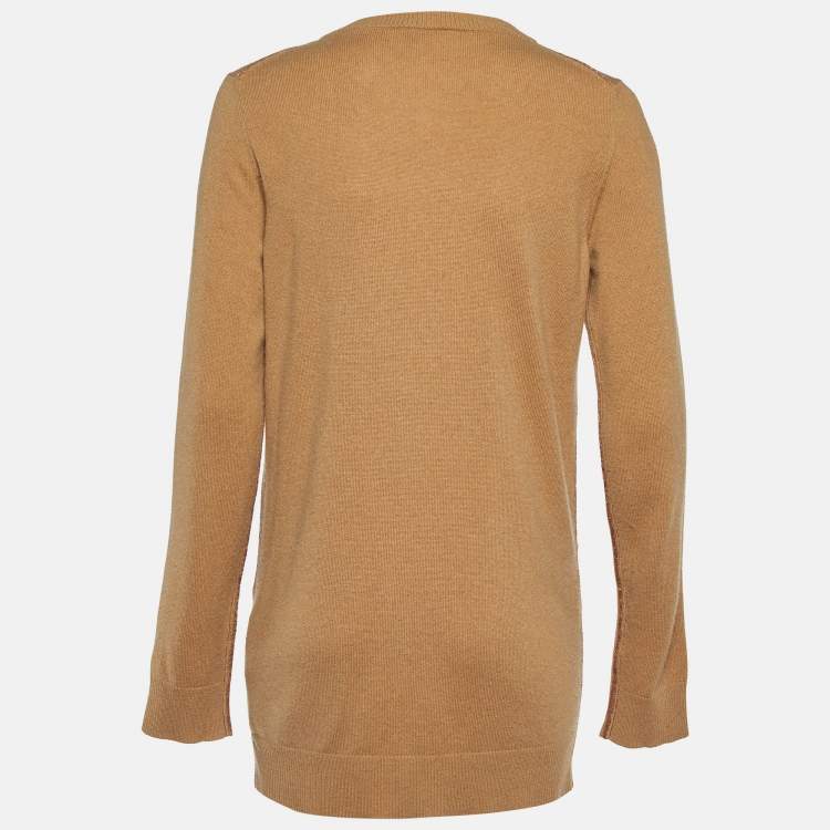 Pre Owned Dolce & Gabbana Camel Brown Cashmere Button Front Cardigan M