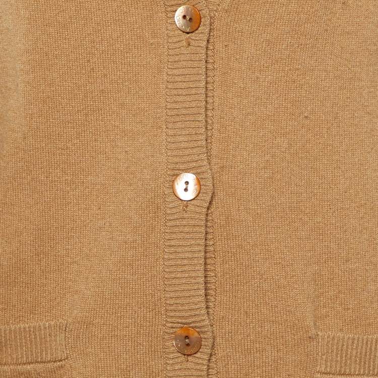 Pre Owned Dolce & Gabbana Camel Brown Cashmere Button Front Cardigan M