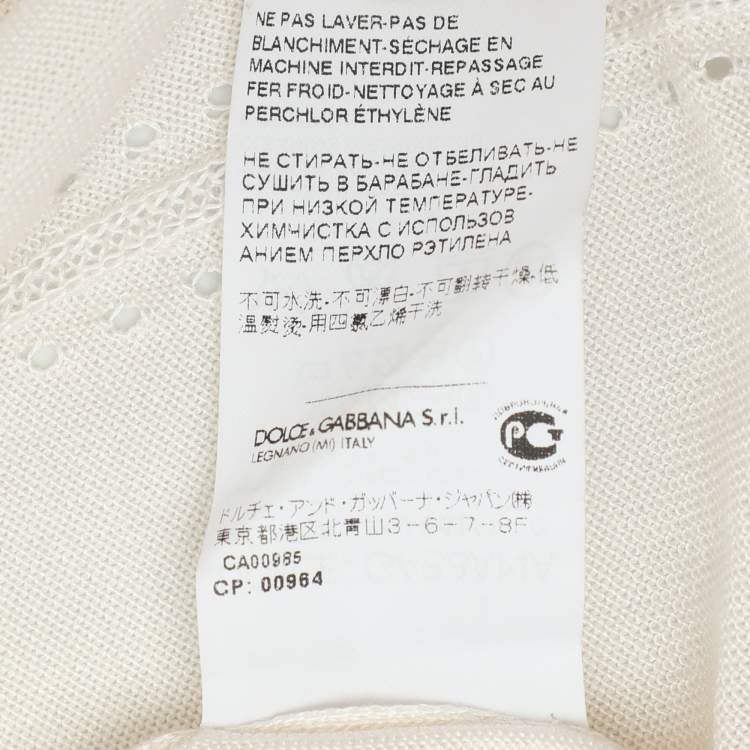 Pre Owned Dolce & Gabbana Cream Silk Knit Button Front Cardigan L