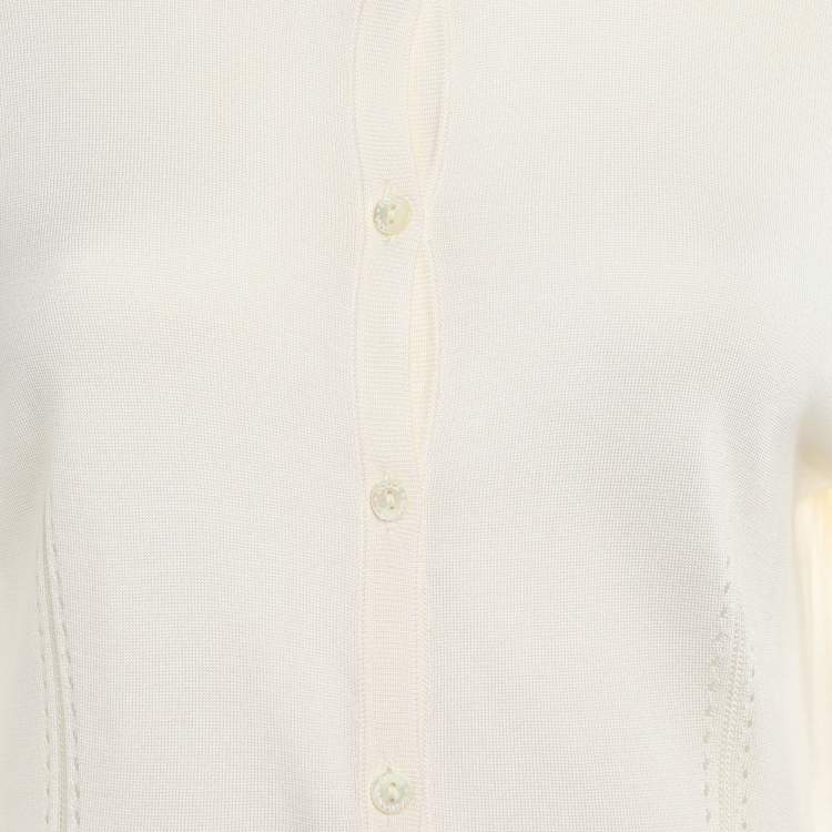 Pre Owned Dolce & Gabbana Cream Silk Knit Button Front Cardigan L