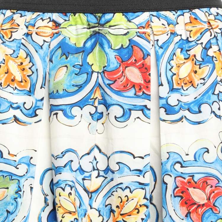 Pre Owned Dolce & Gabbana Multicolor Floral Print Cotton Midi Skirt L