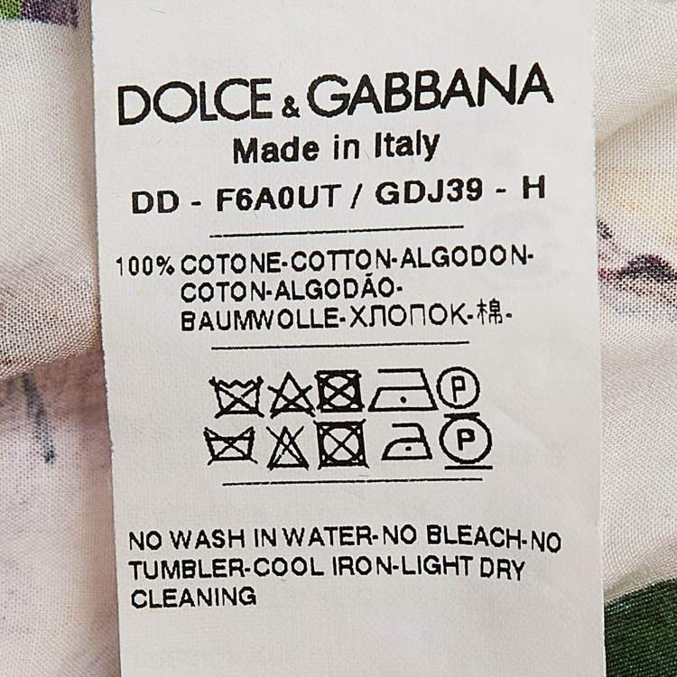 Pre Owned Dolce & Gabbana White Floral Print Cotton Ruffled Dress L