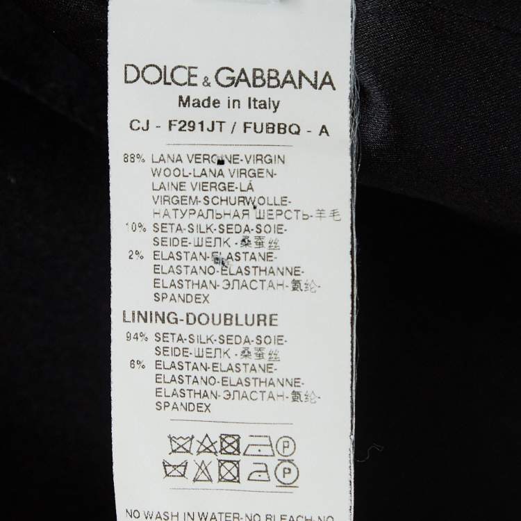 Pre Owned Dolce & Gabbana Black Wool and Satin Trim Single Breasted Blazer M
