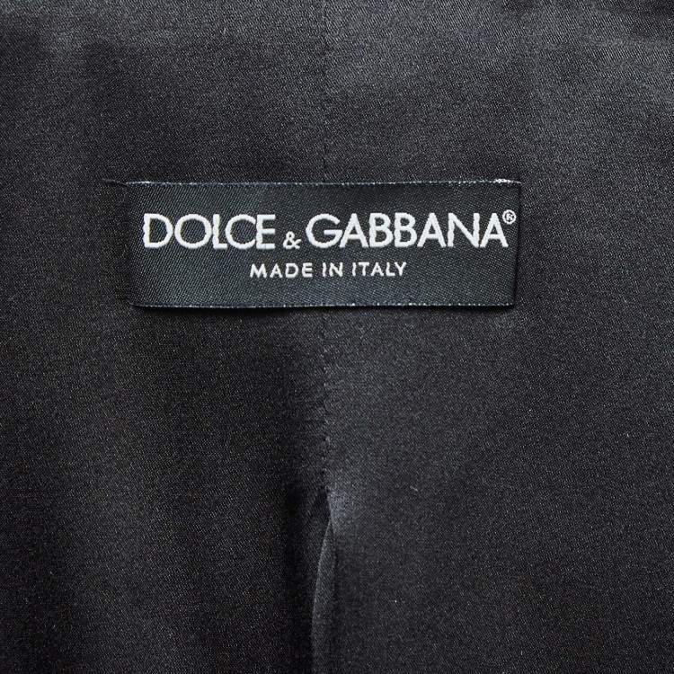 Pre Owned Dolce & Gabbana Black Wool and Satin Trim Single Breasted Blazer M