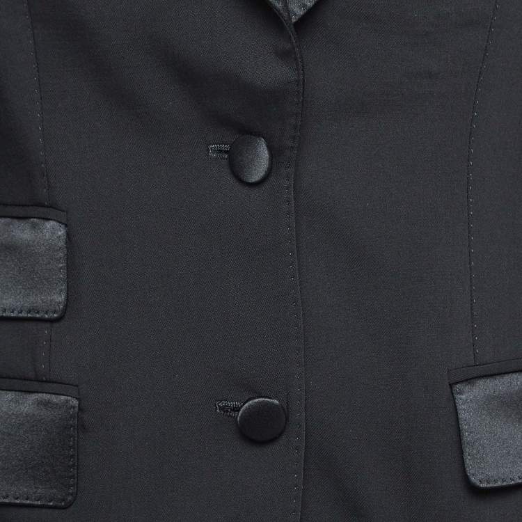 Pre Owned Dolce & Gabbana Black Wool and Satin Trim Single Breasted Blazer M