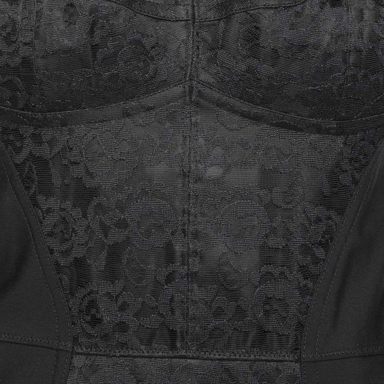 Pre Owned Dolce & Gabbana Black Nylon Bustier Midi Dress S