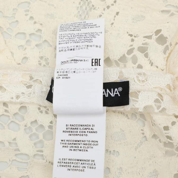 مملوكة مسبقًا Dolce & Gabbana Cream Floral Lace Midi Dress S